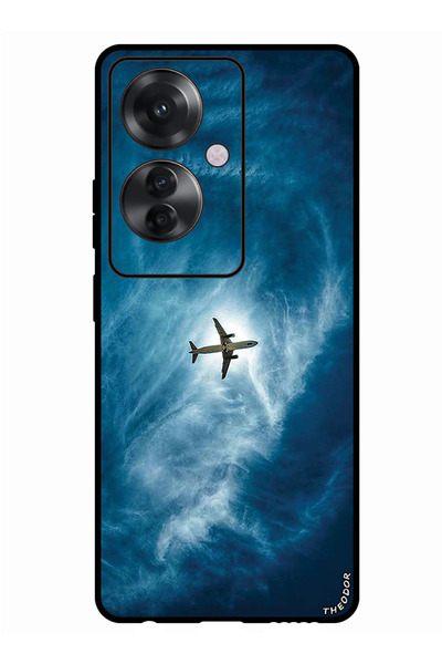 Theodor جراب واقٍ مضاد للخدش والصدمات لهاتف Oppo Reno 11F، طائرة في السماء