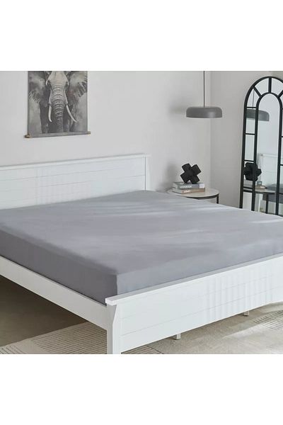 Home Box Derby Solid Microfiber King Fitted Sheet - 180x200+25 cm