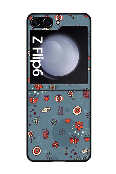 Theodor جراب واقٍ مضاد للخدش والصدمات لهاتف Samsung Galaxy Z Flip 6 بأوراق وأ...