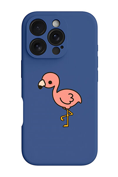 Theodor غطاء حماية سيليكون سائل مقاوم للصدمات لهاتف iPhone 16 Pro أزرق - فلامنجو