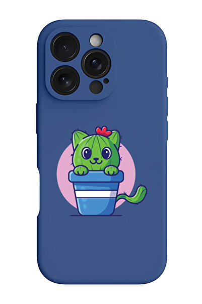 Theodor جراب حماية سيليكون سائل مقاوم للصدمات لهاتف iPhone 16 Pro أزرق - قطة ...