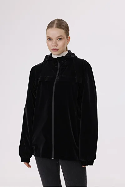 freemen Women's Black Hooded Nova Fabric Lightweight and Durable Stylish Seasonal Water and Windproof Raincoat
