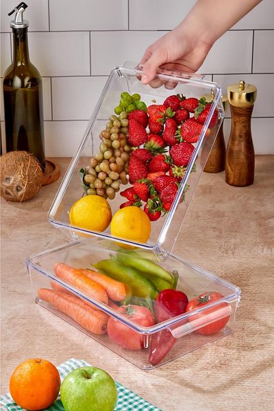 EWs 2 Lid Refrigerator Organizer & Refrigerator Organizer 3 Lt