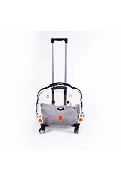 GOBYPET Şeffaf Tekerlekli Kedi Köpek Taşıma Valizi Çekçekli Büyük Model
