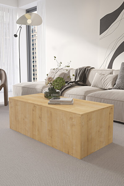 OBİ Atölye BLOK Orta Sehpa 110x50 cm İskandinav Stili Küp Sehpa Safir Meşe