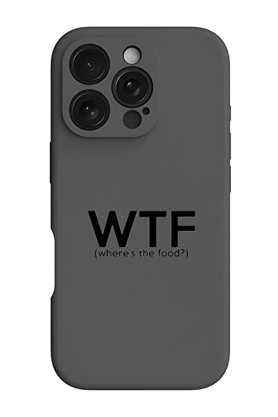 Theodor جراب سيليكون سائل واقي مقاوم للصدمات لجهاز iPhone 16 Pro باللون الأزرق - WTF أين الطعام؟