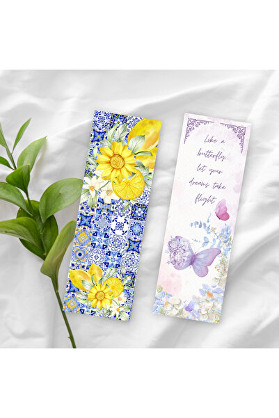 Bimotif 2 adet kitap ayracı seti, Flowers - Çini