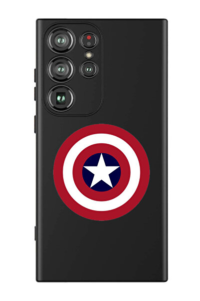 Theodor غطاء حماية سيليكون سائل لهاتف سامسونج جالاكسي S24 ألترا (أسود) - درع كابتن أمريكا 1