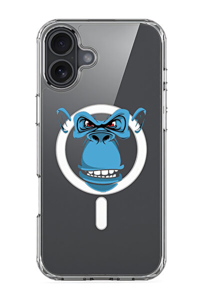 Theodor جراب ماج سيف متوافق مع آيفون 16، غطاء ممتص للصدمات للهاتف - وجه قرد أزرق