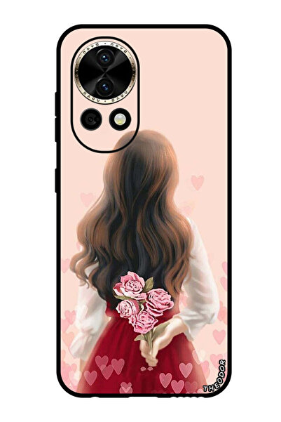 Theodor جراب واقٍ مضاد للخدش والصدمات لهاتف هواوي نوفا 12 برو، فتاة تخفي الزهور