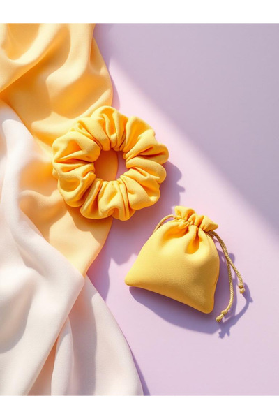 JACA XXL Scrunchie Design Fabric Buckle and Buckle Pouch Set (2 Pieces)