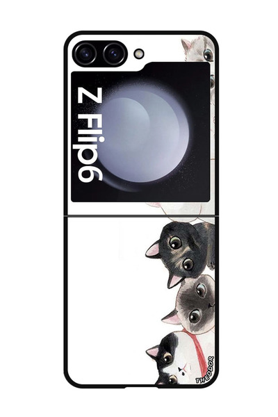 Theodor جراب واقٍ مضاد للخدش والصدمات لهاتف Samsung Galaxy Z Flip 6 قطط لطيفة