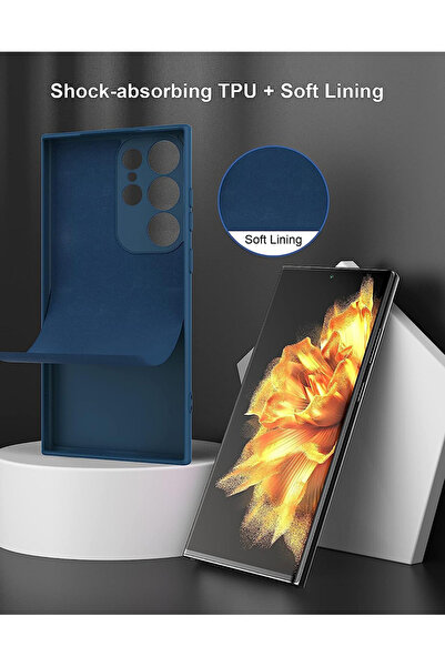 Theodor غطاء حماية سائل من السيليكون المقاوم للصدمات لهاتف سامسونج جالاكسي S24 ألترا (أزرق) - باسيفيك باي