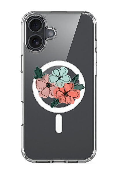 Theodor جراب ماج سيف متوافق مع آيفون 16، غطاء ممتص للصدمات مقاوم للصدمات - زهور