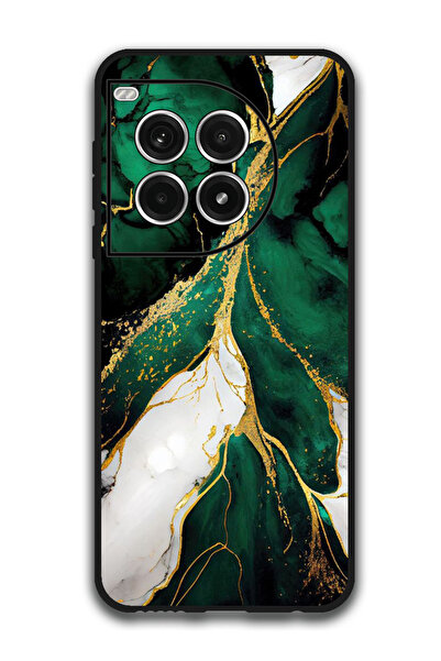 Theodor جراب واقٍ مضاد للخدش والصدمات لهاتف OnePlus Ace 3 Pro بنسيج رخامي أخضر