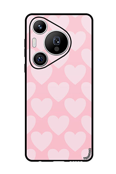 Theodor جراب واقٍ مضاد للخدش والصدمات لهاتف هواوي بيورا 70 برو بلس - قلوب وردية
