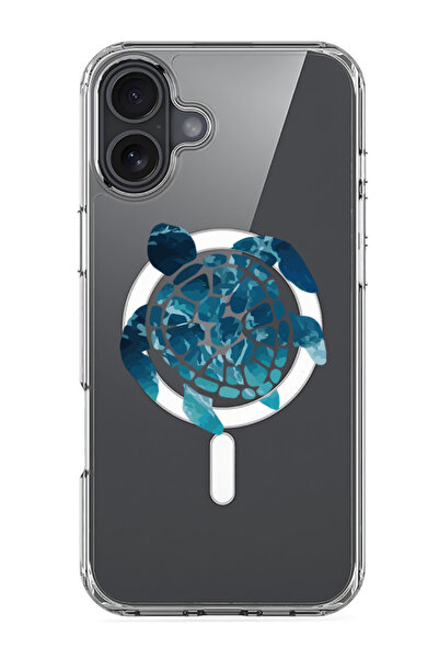 Theodor جراب ماج سيف متوافق مع آيفون 16، غطاء ممتص للصدمات للهاتف - أزرق سلحفاة