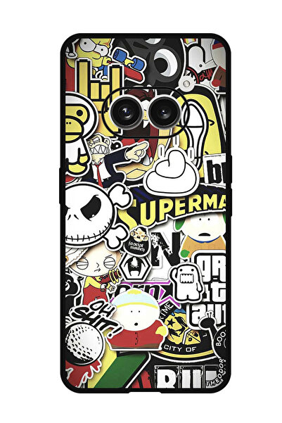 Theodor جراب واقٍ مضاد للخدش والصدمات لهاتف Nothing Phone (2a) Cartoon Collage