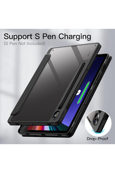 JETech Husă pentru Samsung Galaxy Tab S9 11 inch cu suport pentru pix, spate transparent, neagră