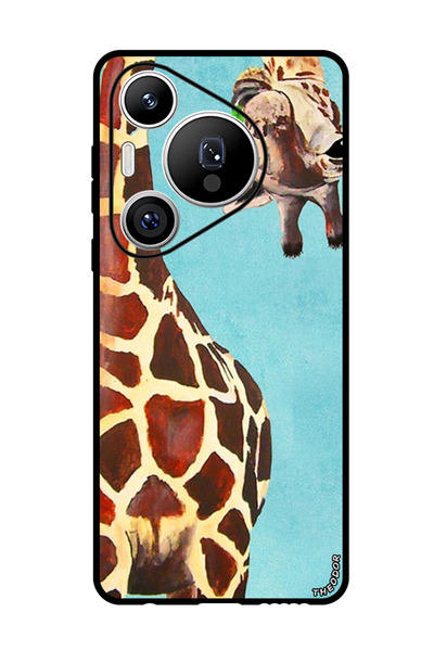 Theodor جراب واقٍ مضاد للخدش والصدمات لهاتف هواوي بيورا 70 برو بلس بتصميم زرافة