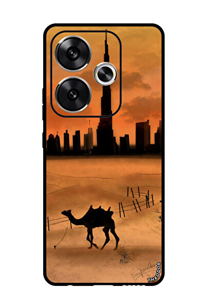 Theodor جراب حماية لهاتف شاومي ريدمي توربو 3، غروب الشمس، جمل، برج خليفة