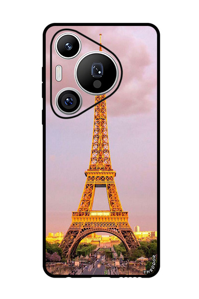 Theodor جراب واقٍ مضاد للخدش والصدمات لهاتف هواوي بيورا 70 برو بلس بتصميم برج إيفل