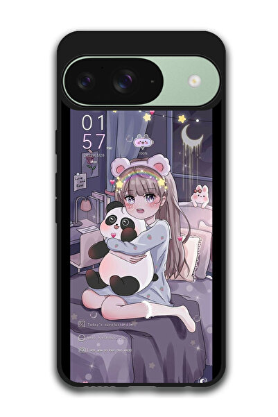 Theodor جراب واقٍ مضاد للخدش والصدمات لهاتف Google Pixel 9 فتاة مع دب