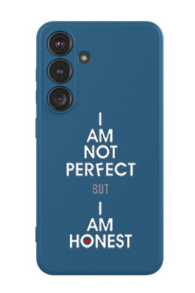Theodor غطاء حماية سيليكون سائل لهاتف سامسونج جالاكسي S24 (أزرق) - أنا لست مثاليًا ولكني صادق