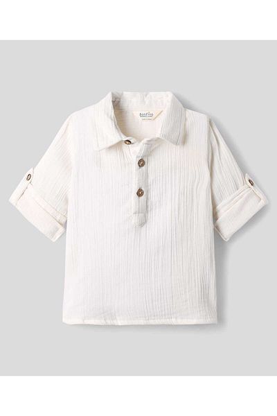 Bonfino BOYS 100% COTTON DOUBLE GAUZE SET -WHITE / GREY