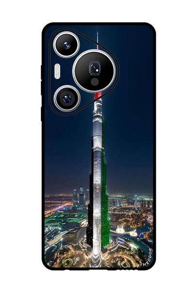 Theodor جراب حماية لهاتف هواوي بيورا 70 برو بلس برج خليفة علم الإمارات العربية المتحدة