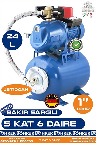 BÖHRER Alman JET750AH 0.75 KW 1.0 HP 24L Yatay Genleşme Tank -- Otomatik Hidrofor Bina Bahçe Su Pompası – 4