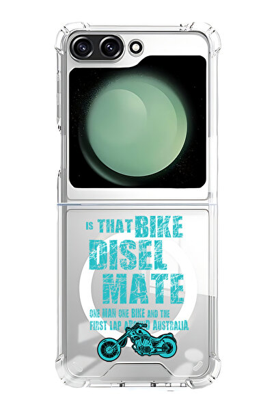 Theodor غلاف لهاتف Samsung Galaxy Z Flip 5 متوافق مع MagSafe، جراب مقاوم للصدمات وممتص للصدمات Bike diesel mate