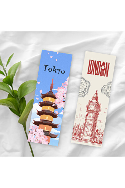 Bimotif 2 adet kitap ayracı seti, Londra - Tokyo