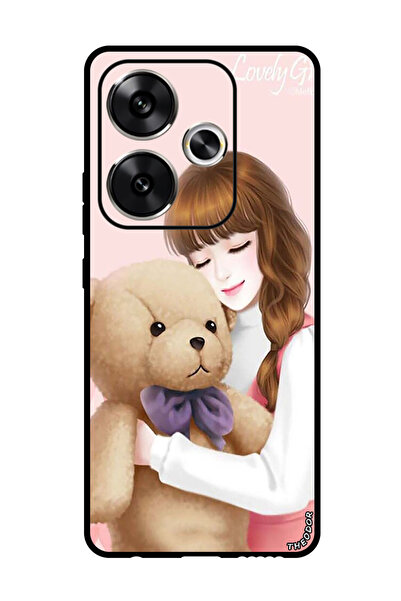 Theodor جراب حماية لهاتف شاومي ريدمي توربو 3، فتاة جميلة مع دب
