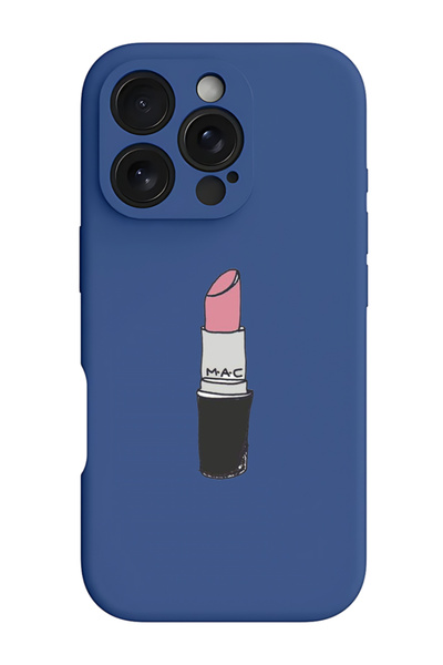 Theodor iPhone 16 Pro Blue Protective Liquid Silicone Shockproof Case - Lipstick