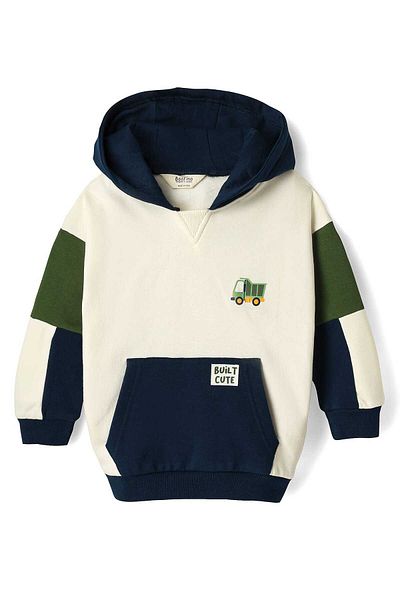 Bonfino Full Sleeves Color Block Hooded Sweatshirt & Joggers Set - Multicolor