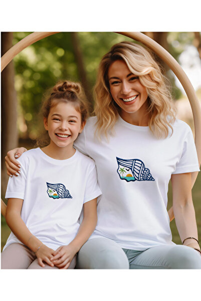 ASELİNDA Tricou combinat de familie imprimat cu broderie scoici (adăugați 2 a...