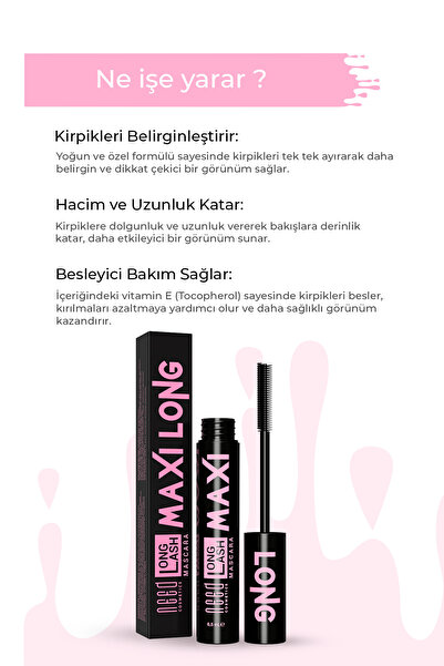 NEED COSMETİCS Maxi Long Lash Ekstra Hacim ve Uzunluk Veren Maskara
