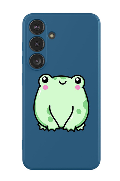 Theodor غطاء حماية سائل من السيليكون المقاوم للصدمات لهاتف سامسونج جالاكسي S24 بلس (أزرق) - ضفدع