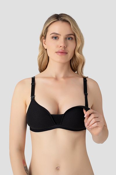 Arma Yıldız 3 Pack Black Women's Underwire Covered Nursing Bra Nipple Invisible Cotton Soft Textured