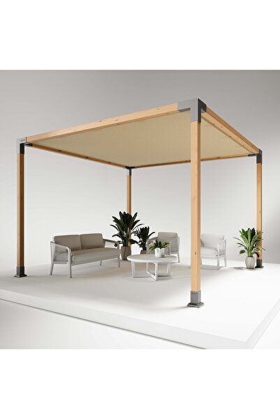 SUNFLEX Klasik 9x9 Tek Bölümlü 300x300 cm - Solo Tenteli Ahşap Dahil Pergola Seti