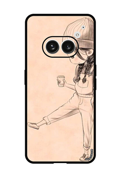 Theodor جراب واقٍ مضاد للخدش والصدمات لهاتف Nothing Phone (2a) فتاة تشرب القهوة