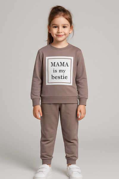 mb kids Mama Print 2 Thread Girl Tracksuit Set