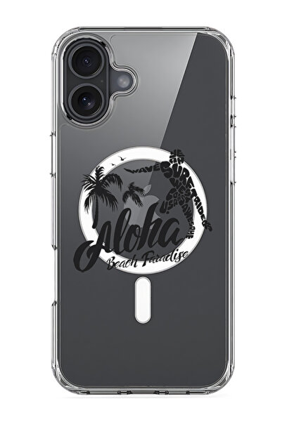 Theodor جراب ماج سيف متوافق مع آيفون 16، غطاء ممتص للصدمات للهاتف - ألوها بيتش بارادايس أسود