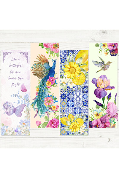 Bimotif 4 adet kitap ayracı seti, Flowers