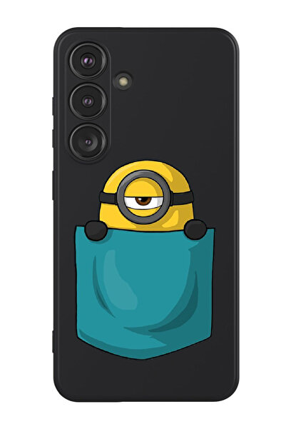 Theodor غطاء حماية سائل من السيليكون المقاوم للصدمات لهاتف سامسونج جالاكسي S24 بلس (أسود) - مينيون بوكيت