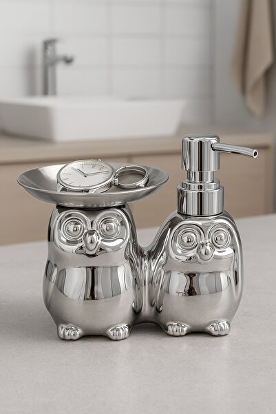 İnterlife Penguin Figured Soap Dispenser Modern Stylish Ceramic Liquid Soap Dispenser 500 ml