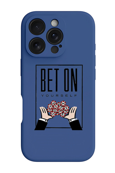 Theodor جراب سيليكون سائل أزرق واقٍ مقاوم للصدمات لهاتف iPhone 16 Pro - راهن على نفسك