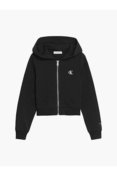 Calvin Klein UTILITY SLIM ZIP THR Kadın Siyah Sweatshirt