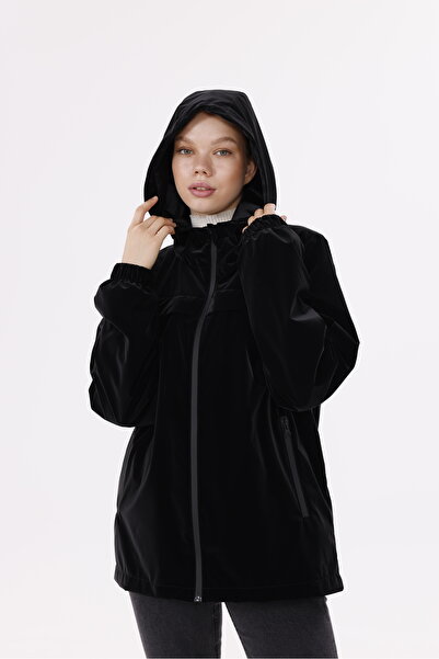 freemen Γυναικείο μαύρο ύφασμα Nova με κουκούλα ελαφρύ και ανθεκτικό κομψό εποχιακό αδιάβροχο αδιάβροχο